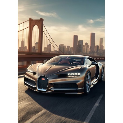 Plakát, Obraz - Bugatti Chiron New York City Race Car, 30 × 40 cm