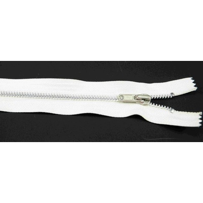 Nedeliteľný kovový strieborný zips č.3 viac farieb - dĺžka (16 - 20 cm) Smotanová 18 cm
