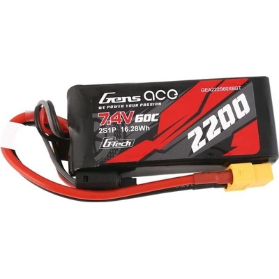 Батерия GensAce G-Tech LiPo, 2200mAh, 7.4V, 60C, 2S1P, XT60 (GEA222S60X6GT)