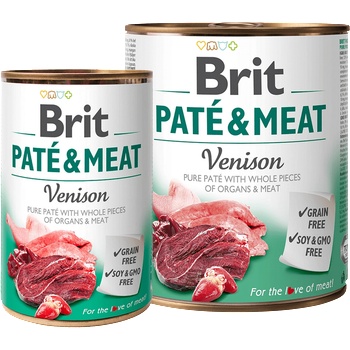 Brit patÉ & meat venison- консервирана храна за кучета с 26% прясно еленско месо и 24% пилешко месо 0.800 кг