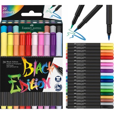 Faber-Castell 116452 fixy Black Edition Brush 20 ks