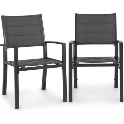 Blumfeldt Torremolinos, záhradné stoličky, 2 ks, hliník, ComfortMesh, tmavosivé (GDMB8-Torremolinos)
