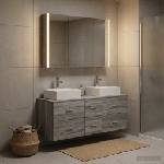 vidaXL Комплект мебели за баня 4 бр. Сив Сонома (3406828)