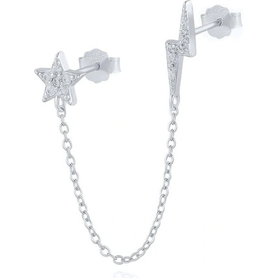 DELIS Сребърен пръстен 925, jw1003, дизайн със звезда и светкавица и верижка, с родиево покритие (jw1003)