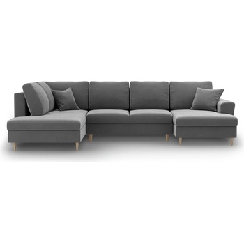 Cosmopolitan Design Светлосив кадифен разтегателен ъглов диван с място за съхранение (ляв ъгъл/U форма) Kyoto - Cosmopolitan Design (COS_ULF_2_F2_KYOTO8)