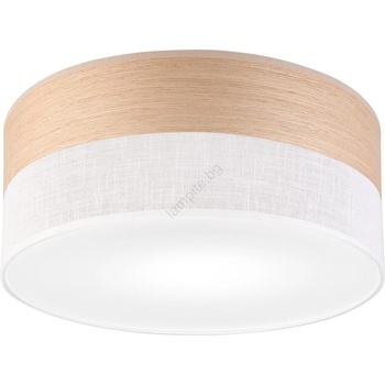 LAMKUR Плафон SIRJA WOOD 1xE27/15W/230V Ø 35 см бял/дъб (LA53653)