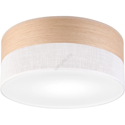 LAMKUR Плафон SIRJA WOOD 1xE27/15W/230V Ø 35 см бял/дъб (LA53653)