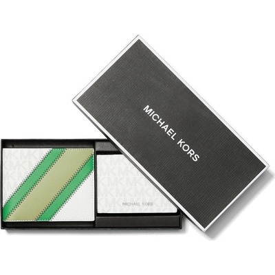 Michael Kors dárkové balení set 2x peněženka Faux Leather Stripe Palm wht/grn
