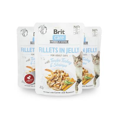 Brit Care Cat kapsička Fillets in Jelly with Turkey & Shrimps 85 g