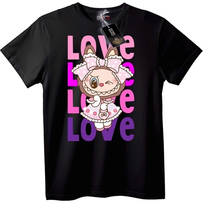 NOONEBRAND Тениска Сладка Любовна Котка - XXS, Black