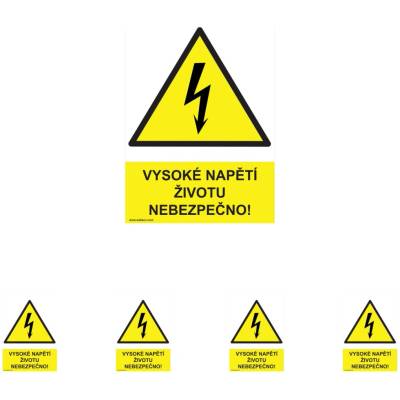Walteco Vysoké napětí, životu nebezpečno! 210x297mm, formát A4, plastová tabulka Množství: 5 ks , 20013BP1