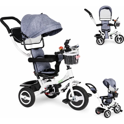 ECOTOYS s otočným sedadlem a gumovými koly šedá