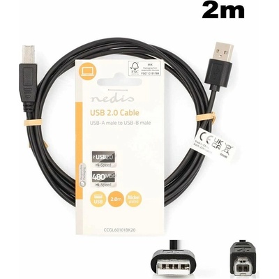 Nedis CCGL60101BK20 USB na USB-B, 2m, černý