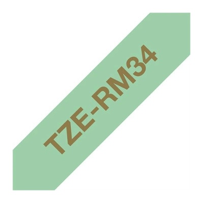 Páska Brother TZE-RM34 - originální | zlatý tisk, mentol.zelený podklad, textilní, 12 mm