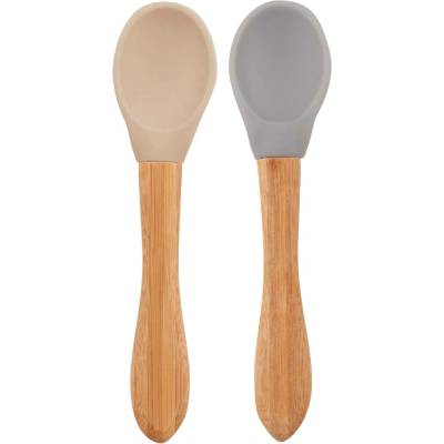 Minikoioi Lžička s bambusovou rukojetí 2 ks Bubble Beige Powder Grey