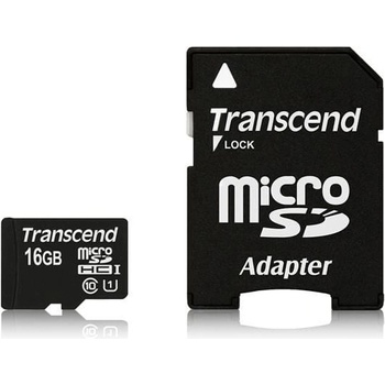 Transcend microSDHC 16GB UHS-I U1 + adapter TS16GUSDU1