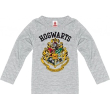 CurePink: | Dětské tričko Harry Potter: Hogwarts Logo Coat of Arms ( cm) šedá bavlna [084 1634]