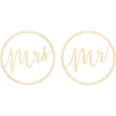 Dřevěná kolečka s nápisem mrs mr 38 cm – Zboží Dáma