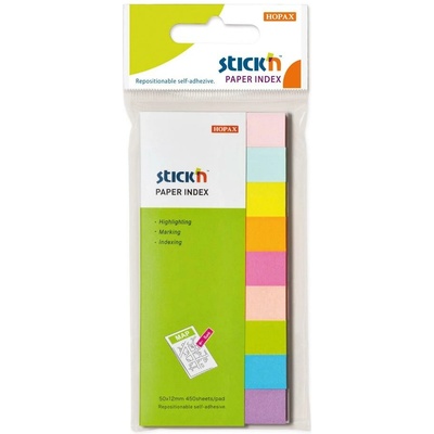Stick`n Samolepiace záložky Stick’n Hopax, 12 x 50 mm, 9 x 50 lístkov, mix neónových farieb