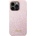 GUESS Glitter Flakes Metal Logo Case - хибриден удароустойчив кейс за iPhone 14 Pro (розов)