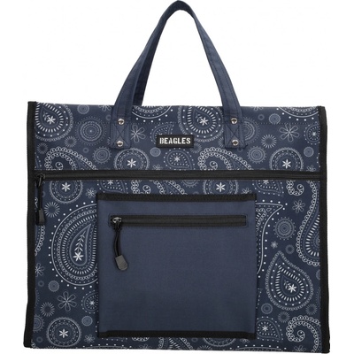 Beagles basic nákupná taška - modro biela PAISLEY
