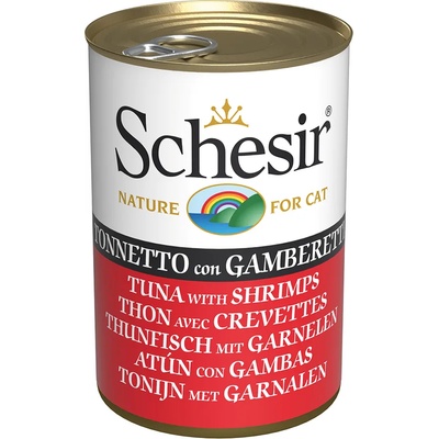 Schesir 6х140г Schesir, консервирана храна за котки - риба тон и скариди