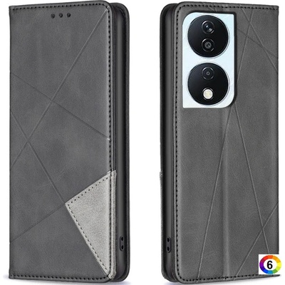 Huawei Honor X7b Rhombus Texture Magnetic Wallet Кожен Калъф и Протектор