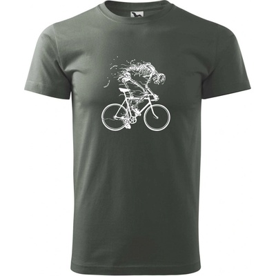 Gravel Bike kostra klasické pánské triko břidlice šedá se zeleným nádechem