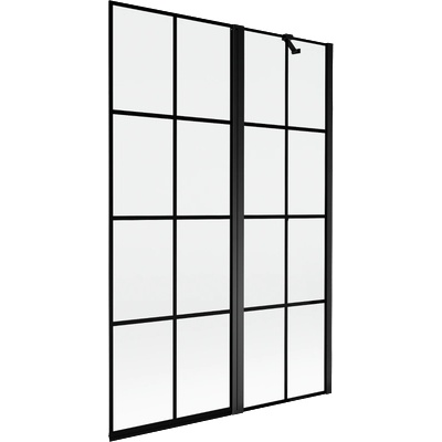 Mexen Mist двукрилен параван за вана, десен, 120 x 150 см, черна решетка, черен - 8A9-120-011-70-77-P (8A9-120-011-70-77-P)