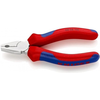 KNIPEX Комбинирани клещи, хромирани, синьо-червена ръкохватка 110мм, Knipex (K0805110)