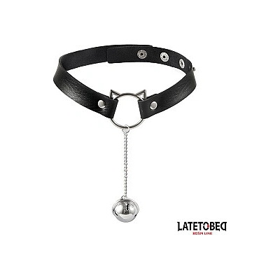 Latetobed BDSM LINE Choker with Cat Ear Hoop and Bell, hravý obojok so zvončekom