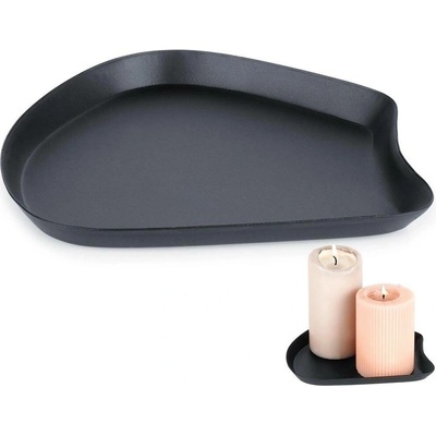 Home Styling Collection Kovový dekorační talíř 18,5x15 cm barva černá