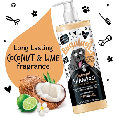 Bugalugs Oatmeal Dog Shampoo - Шампоан с овес за кучета (кокос & лайм)