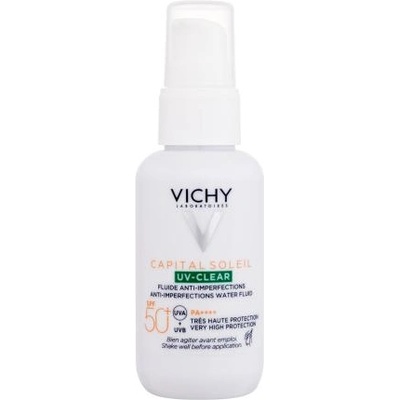Vichy Capital Soleil UV-Clear Anti-Imperfections Water Fluid SPF50+ слънцезащитен флуид против несъвършенства на кожата 40 ml за жени