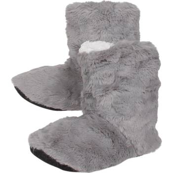 Дамски пухкави пантофи тип боти в сиво