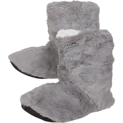 Дамски пухкави пантофи тип боти в сиво