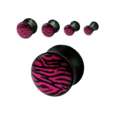 Šperky4U plug do ucha zebrovaný růžový PL01109-08