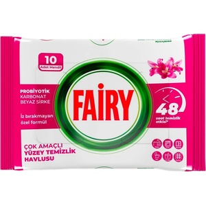  Fairy, Мокри кърпички за мултиповърхностно почистване Pink, 10 бр