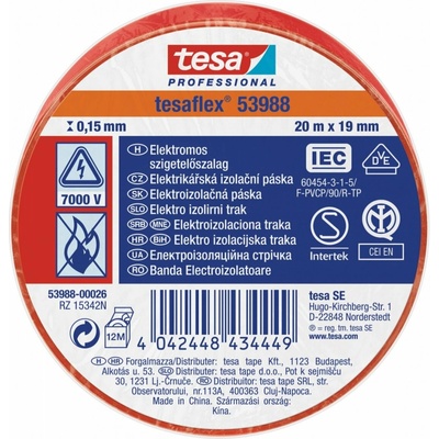 Tesa Elektroizolační PVC páska 20 m x 19 mm červená 53988-00026-00