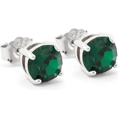 Rafity stříbrné náušnice se smaragdem E0172PZ-09