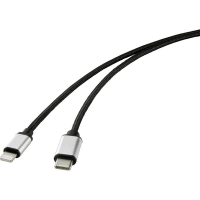 Renkforce RF-4353446 USB 2.0 USB-C ® zástrčka Apple Lightning konektor 1m černý