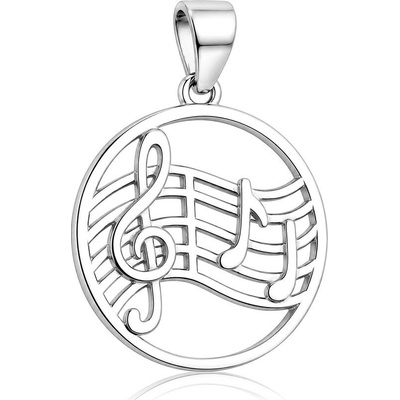Argento Strieborný prívesok husľový kľúč nota 85934