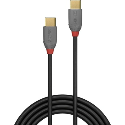 Lindy Кабел Lindy Anthra Line, от USB Type-C 2.0 (м) към USB Type-C 2.0 (м), 0.5 м, 60W, черен (LNY-36870)
