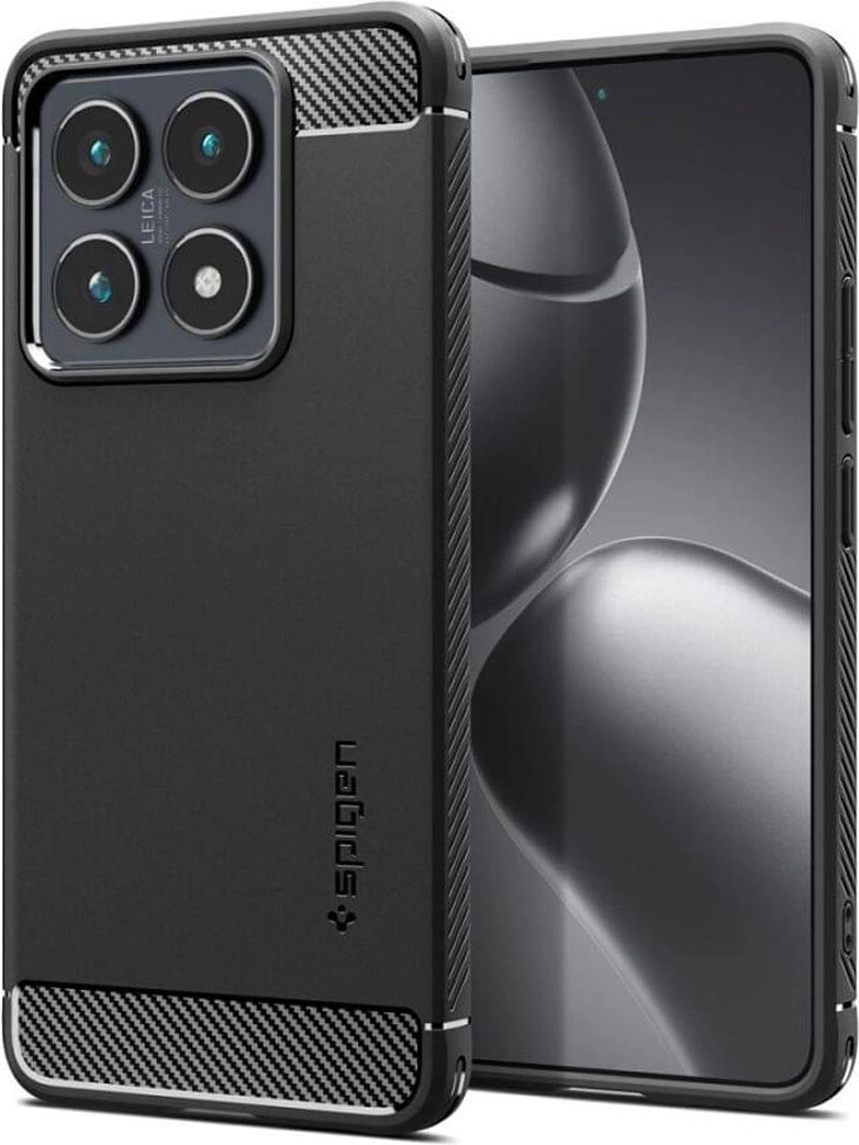 Spigen Противоударен Калъф за Xiaomi 14T Pro, Spigen Rugged Armor Case, Черен (ACS08858)