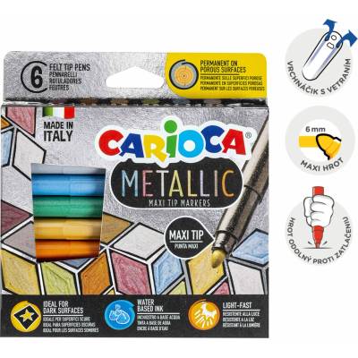 Carioca fixy Metallic hrot mix barev maxi 6 ks