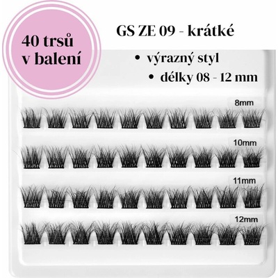 GloryStyles Samolepící segmentové řasy GS ZE 09 Délka řas: krátké (8 - 12 mm) – Zbozi.Blesk.cz
