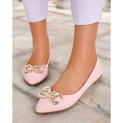 Resti Black women's ballerina flats with a tip embellishment on the toe Figgda růžové