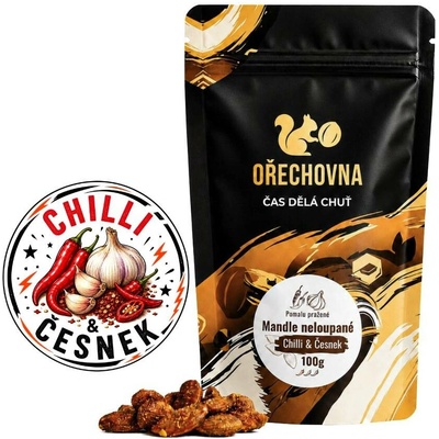 Ořechovna Pražené neloupané mandle Chilli & česnek 100 g