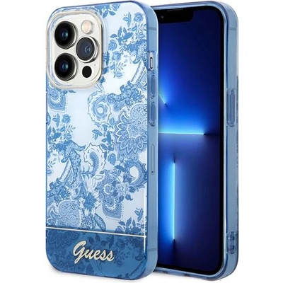 GUESS Кейс Guess GUHCP14LHGPLHB за iPhone 14 Pro 6.1", син / син, твърд, Porcelain Collection (GUE002220-0)