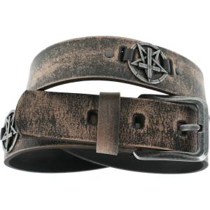 Leather & steel fashion Колан Pentagram кръст - кафяво - LSF2 26